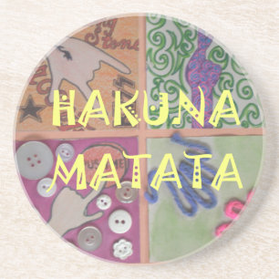 Hakuna Matata niedliches phantastisches Kunstwerk. Sandstein Untersetzer