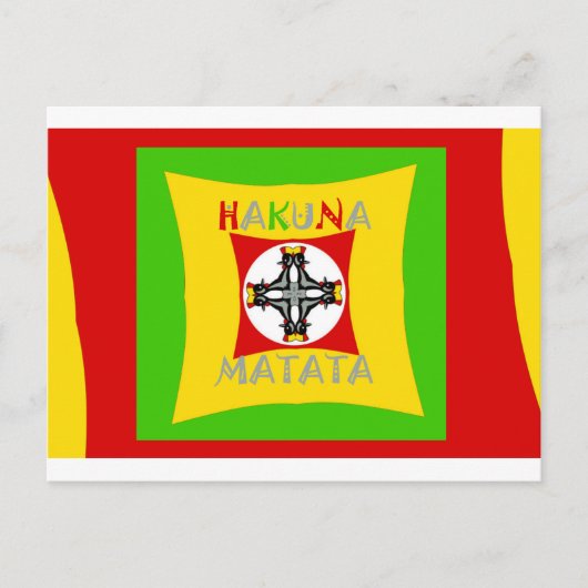 Hakuna Matata Rasta Color Red Golden Green Postkarte (Vorderseite)