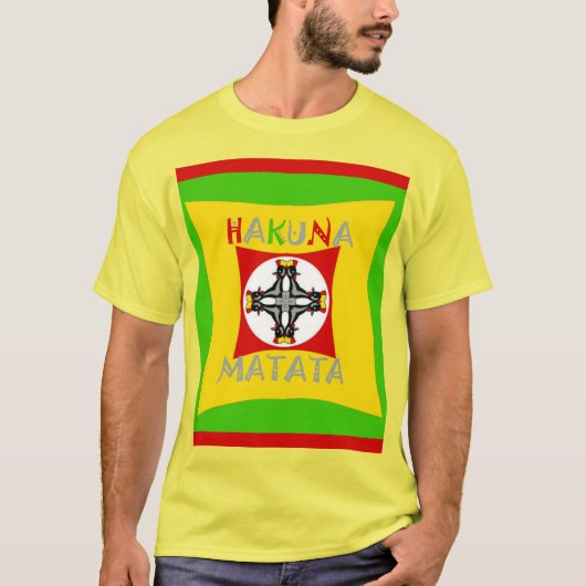 Hakuna Matata Rasta Color Red Golden Green T-Shirt (Vorderseite)