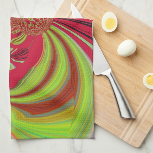 Hakuna Matata rotes gelbes Design Handtuch (Viertel Falte)