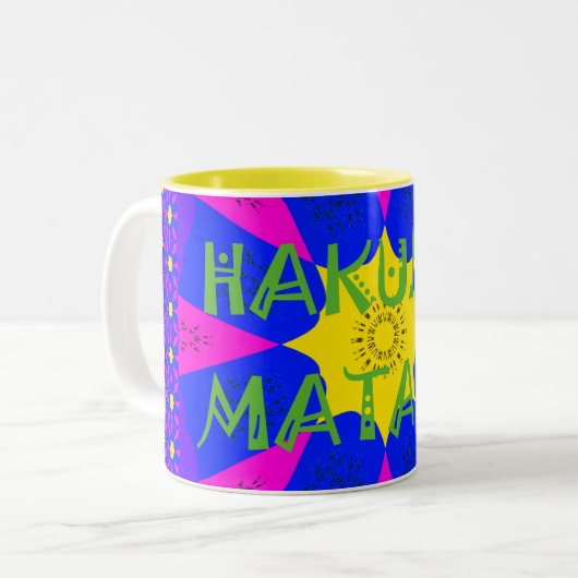 Hakuna Matata Schöne Phantastische Designfarben Zweifarbige Tasse (Vorderseite Links)