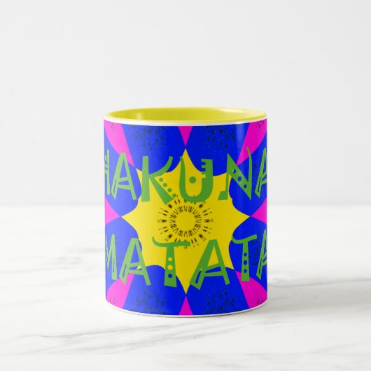 Hakuna Matata Schöne Phantastische Designfarben Zweifarbige Tasse (Mittel)