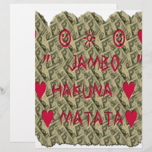 Hakuna Matata Talk Money Art Print Design Briefbogen (Vorne/Hinten)
