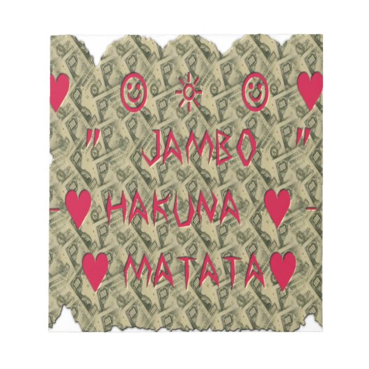 Hakuna Matata Talk Money Art Print Design Notizblock (Vorderseite)
