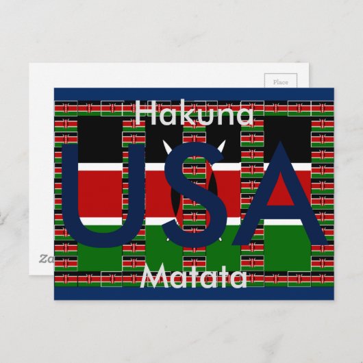 Hakuna Matata USA Kenia Rot grüne Postkarte (Vorne/Hinten)