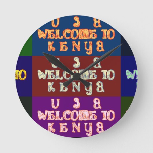Hakuna Matata Welcome to Kenya.png Runde Wanduhr (Vorderseite)