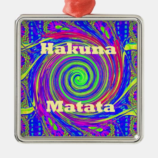 Hakuna Matata - Whirlpool-Design mit lebhaften Far Silbernes Ornament (Vorne)