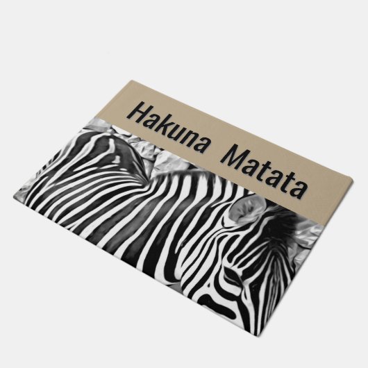  Hakuna  Matata  -zebra  close up  Fußmatte (Schrägansicht)