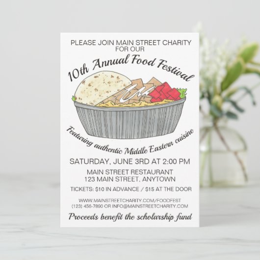 Halal Chicken Rice Middle East Food Festival Einladung (Stehend Vorderseite)