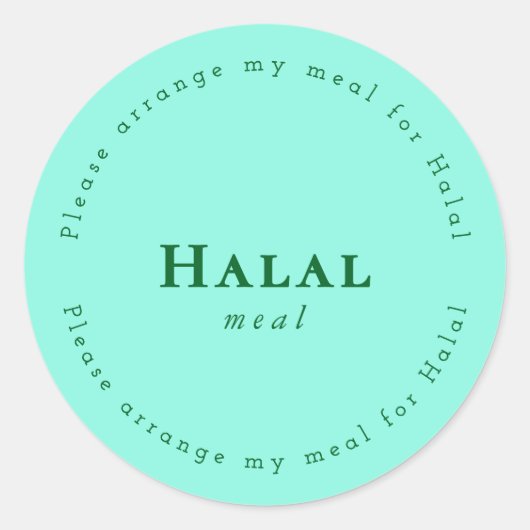 Halal meal Request Sticker, Light Green Runder Aufkleber (Vorderseite)