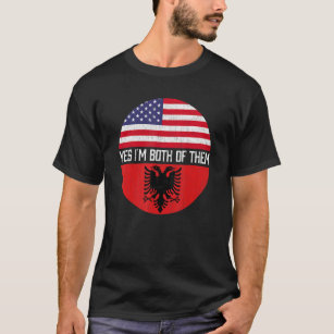 Halb-Amerikaner Halb-Albanische Flagge Familie Her T-Shirt