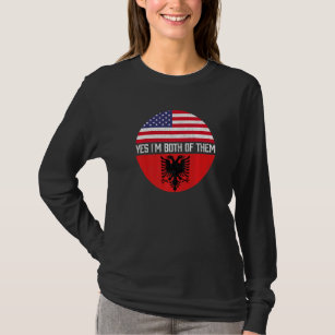 Halb-Amerikaner Halb-Albanische Flagge Familie Her T-Shirt