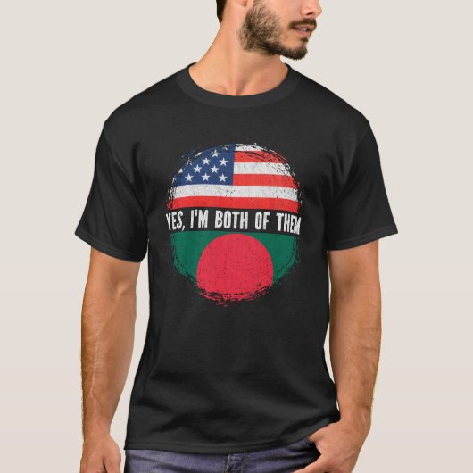 Halb-Amerikaner Halb-Bangladeshi USA Flag Banglade T-Shirt (Vorderseite)