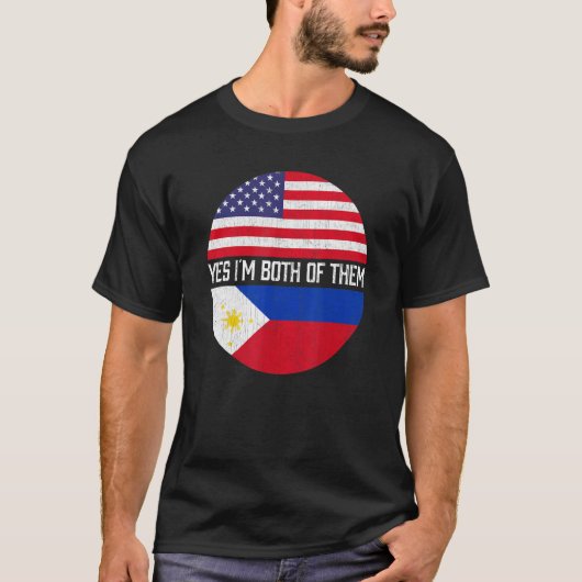 Halb Amerikaner Halb Filipino USA Flaggenfamilie H T-Shirt (Vorderseite)