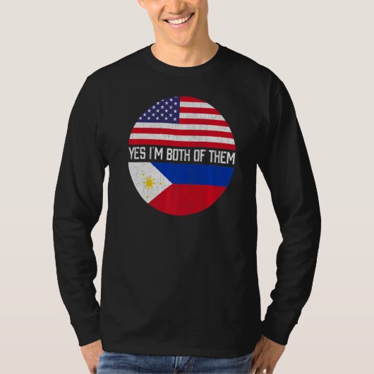 Halb Amerikaner Halb Filipino USA Flaggenfamilie H T-Shirt (Vorderseite)