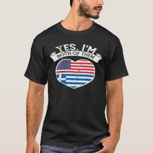 Halb-Amerikaner halb griechisch USA Flagge Grieche T-Shirt