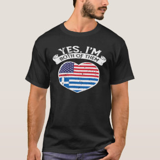 Halb-Amerikaner halb griechisch USA Flagge Grieche T-Shirt