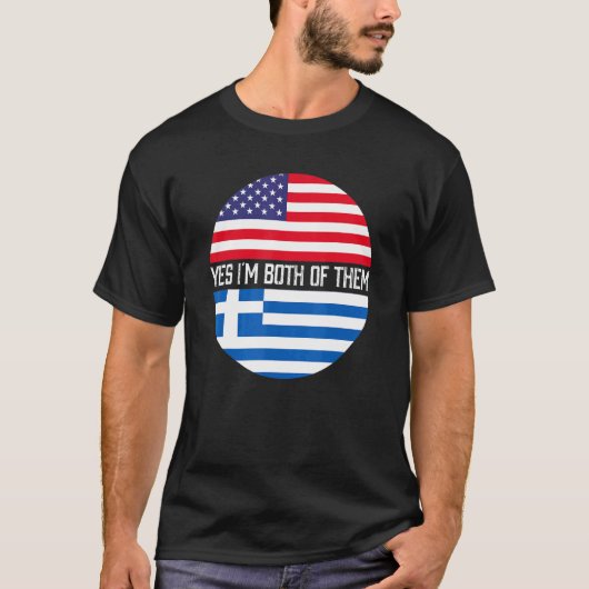 Halb Amerikaner halb griechische Flagge Familie Er T-Shirt (Vorderseite)