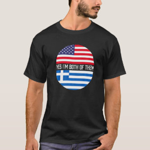 Halb Amerikaner halb griechische Flagge Familie Er T-Shirt