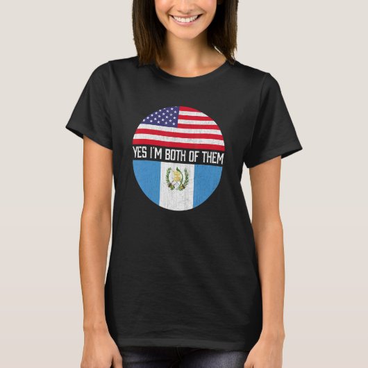 Halb-Amerikaner Halb-Guatemala-USA-Flaggenfamilie T-Shirt (Vorderseite)