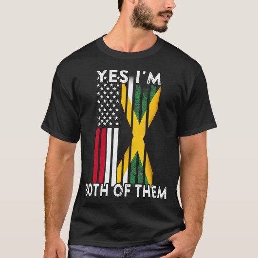Halb Amerikaner halb jamaikanische Flagge Jamaika T-Shirt (Vorderseite)