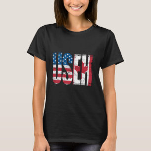 Halb Amerikaner Halb Kanadier Lustig USA Kanada T-Shirt
