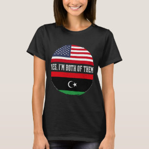 Halb-Amerikaner, halb libysche USA Flagge Libyen E T-Shirt