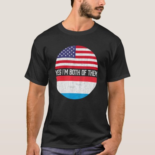 Halb Amerikaner Halb Luxemburg Root USA Flaggenfam T-Shirt (Vorderseite)