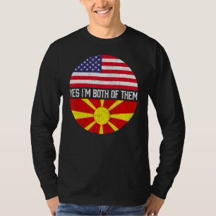 Halb-Amerikaner, halb makedonische Flagge Familie  T-Shirt
