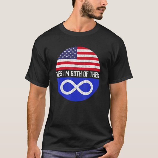 Halb-Amerikaner Halb-Metis-USA-Flaggenfamilie Erbe T-Shirt (Vorderseite)