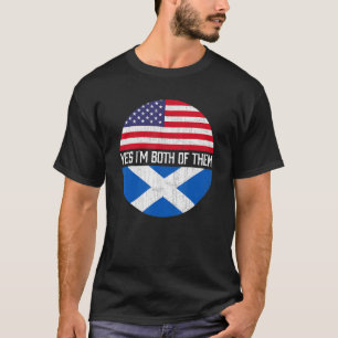 Halb-Amerikaner Halb-Schottische Flagge Familie He T-Shirt