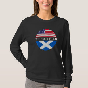 Halb-Amerikaner Halb-Schottische Flagge Familie He T-Shirt