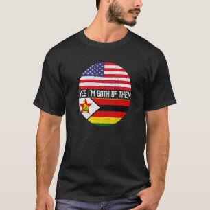 Halb Amerikaner Halb Simbabwes Flaggenfamilie Heri T-Shirt