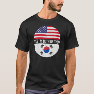 Halb-Amerikaner Halb-Südkoreaner-Flaggenfamilie Er T-Shirt