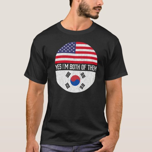 Halb-Amerikaner Halb-Südkoreaner-Flaggenfamilie Er T-Shirt (Vorderseite)
