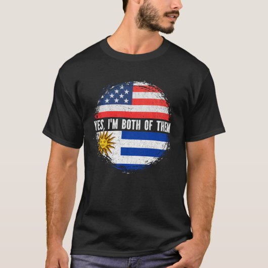 Halb-Amerikaner Halb-Uruguayan-USA-Flagge Uruguay T-Shirt (Vorderseite)