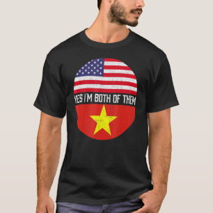 Halb-Amerikaner Halb-Vietnamesischer Flaggenfamili T-Shirt