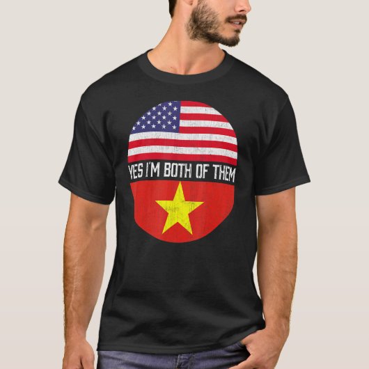 Halb-Amerikaner Halb-Vietnamesischer Flaggenfamili T-Shirt (Vorderseite)