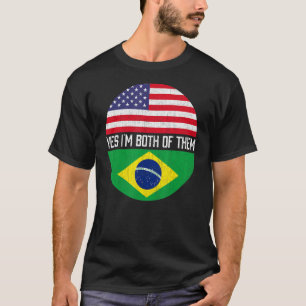 Halb Amerikaner Halbe brasilianische Flagge Famili T-Shirt
