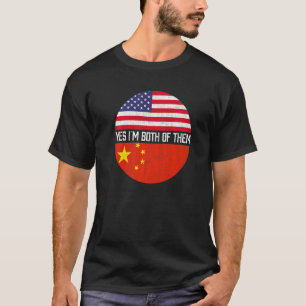 Halb-Amerikaner Halbe chinesische Flagge Familie H T-Shirt