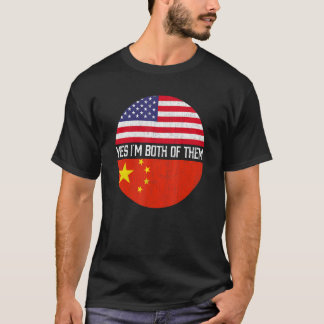 Halb-Amerikaner Halbe chinesische Flagge Familie H T-Shirt