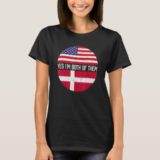 Halb-Amerikaner Halbe dänische Flagge Familie Erbe T-Shirt