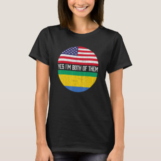 Halb Amerikaner Halbe Gabunische Flagge Familie He T-Shirt