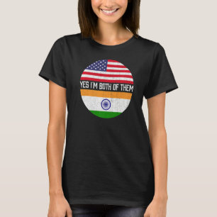 Halb Amerikaner Halbe Indische Flagge Familie Erbe T-Shirt