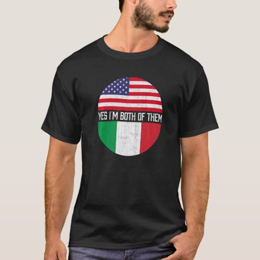 Halb-Amerikaner Halbe italienische Flagge Familie T-Shirt (Vorderseite)