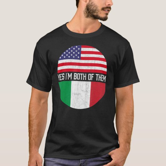 Halb-Amerikaner Halbe italienische Flagge Familie  T-Shirt (Vorderseite)