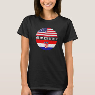 Halb Amerikaner Halbe kroatische Flagge Familie He T-Shirt