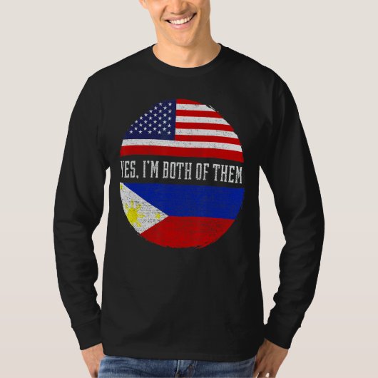 Halb-Amerikaner Halbe philippinische Flagge Philip T-Shirt (Vorderseite)