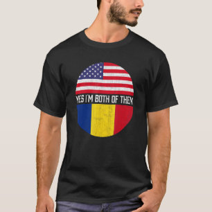 Halb Amerikaner Halbe rumänische Flagge Familie He T-Shirt