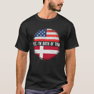 Halb-Amerikaner Halbfinale Dänische USA Flagge Dän T-Shirt